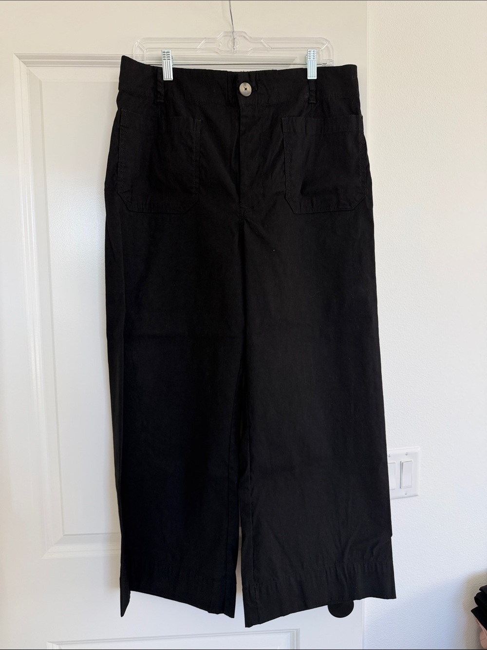 Maeve Black Wide-Leg Crop Pants